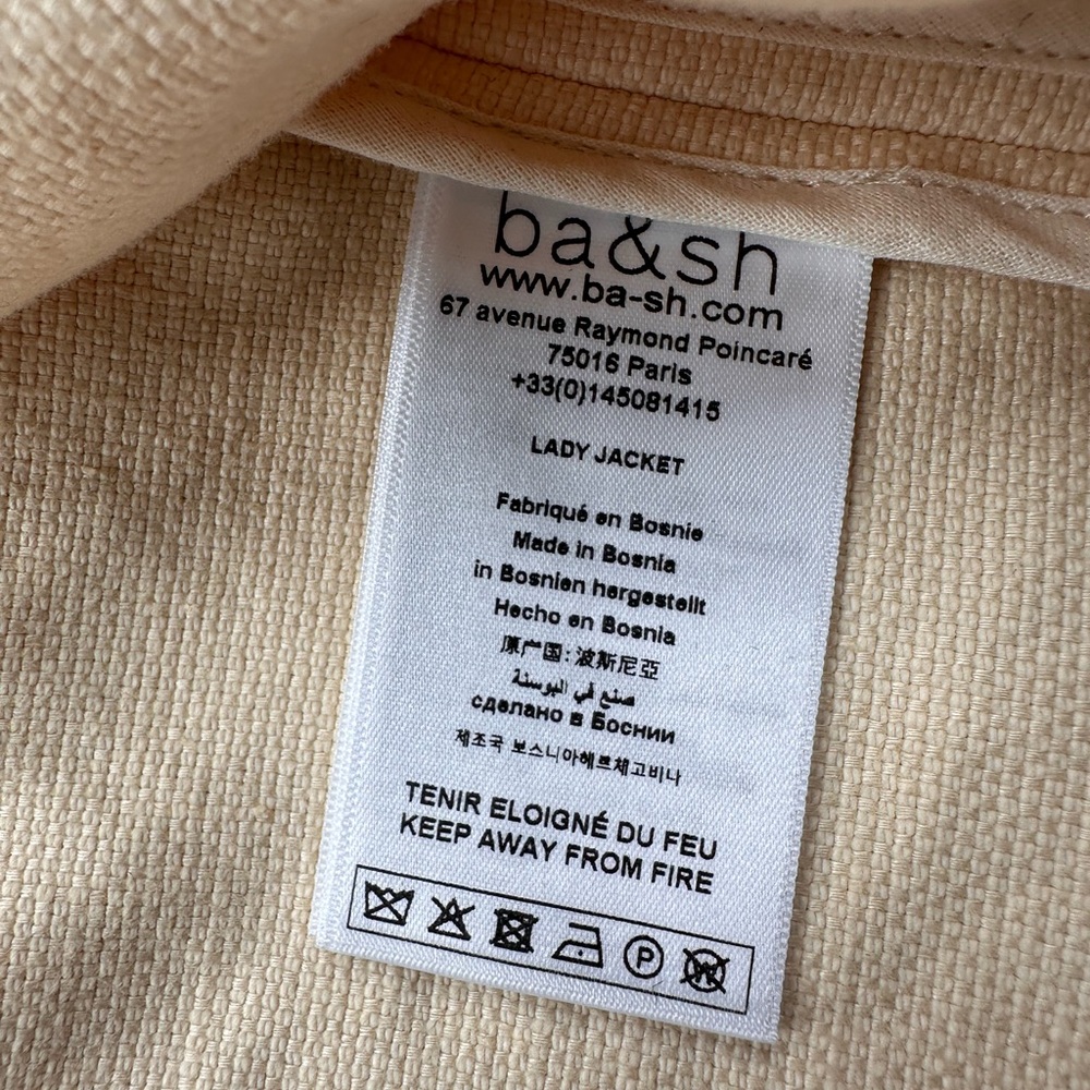 Ba&sh Joyce Jacket Sz 1 US 4 Linen Cotton Wrap Tie Waist Cream/Ecru Boho Kimono - Picture 9 of 15